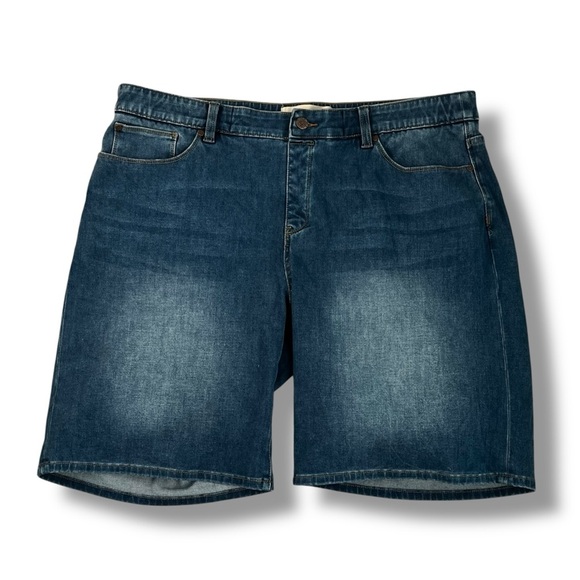 Soft Surroundings Pull On Jean Shorts 10” Stretch Denim Pockets Summer Size 1X - Picture 1 of 8
